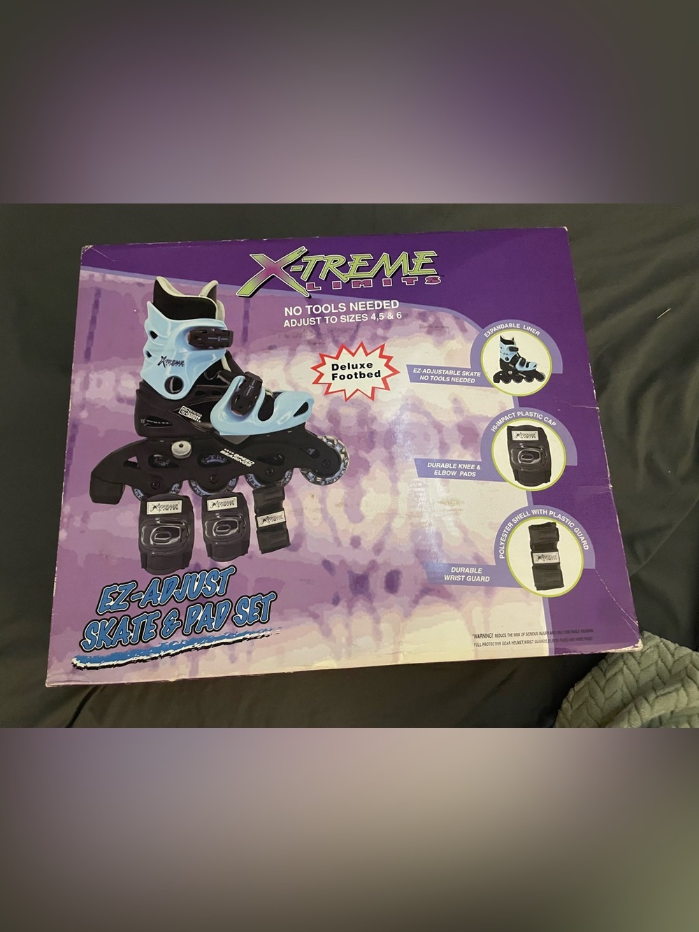 X-Treme Limits EZ-Adjust Inline Skates & Pad Set Size 4-6 Blue Complete w/ Box